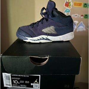 Retro jordan 5 toddler size 10c navy blue